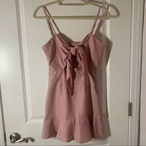 Zaful Red and White Vertical Stripped Mini Dress